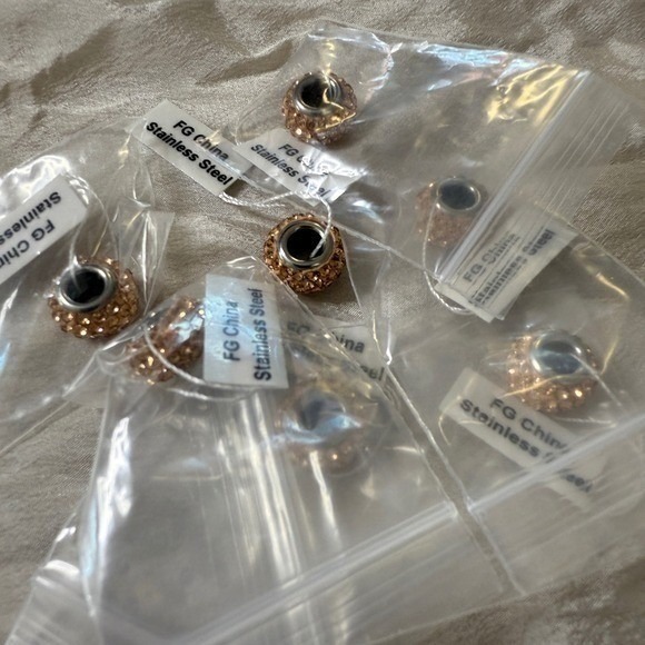 Stainless Steel Spacer Charms Crystal Beads Rose Gold - Picture 13 of 16